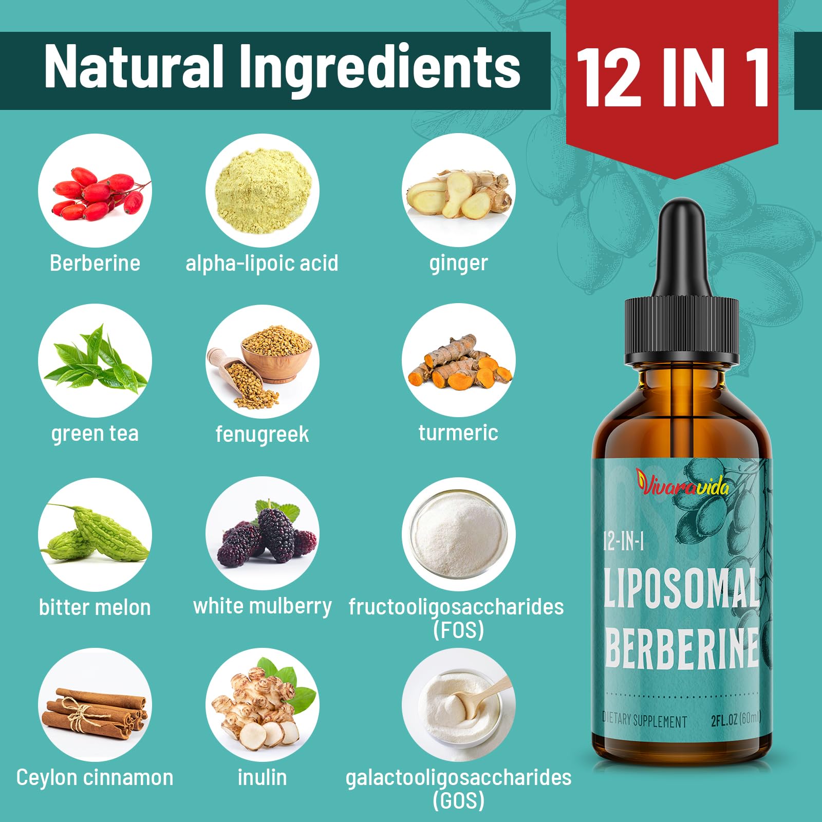 Berberine HCl Supplement 3000 mg | Liposomal Berberine HCl Liquid 2 oz – AMPK Activator