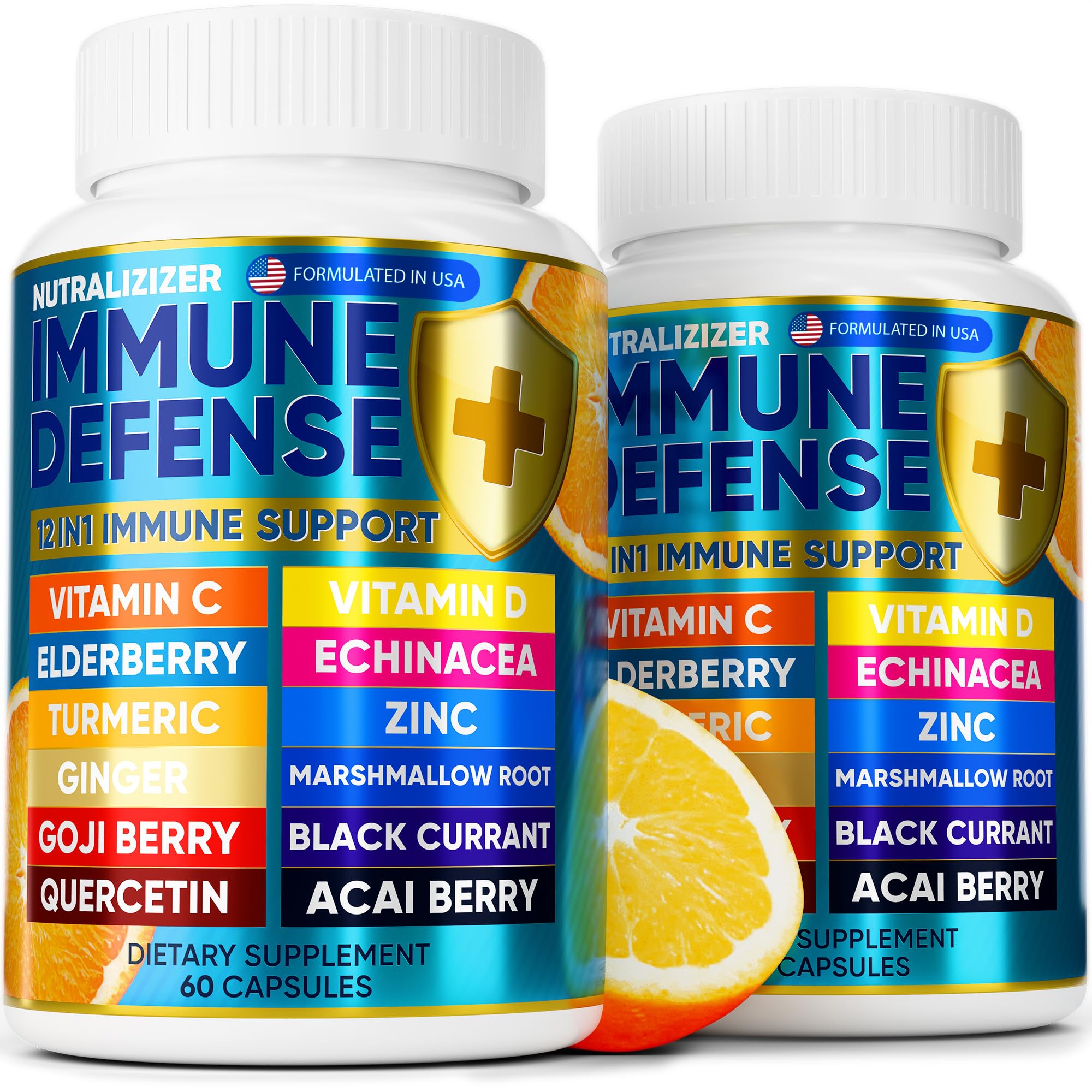 12-in-1 Premium Immune Defense Vitamins – Immune Support with D3 5000 IU, C 1000 mg, Zinc 50 mg | 120 Caps