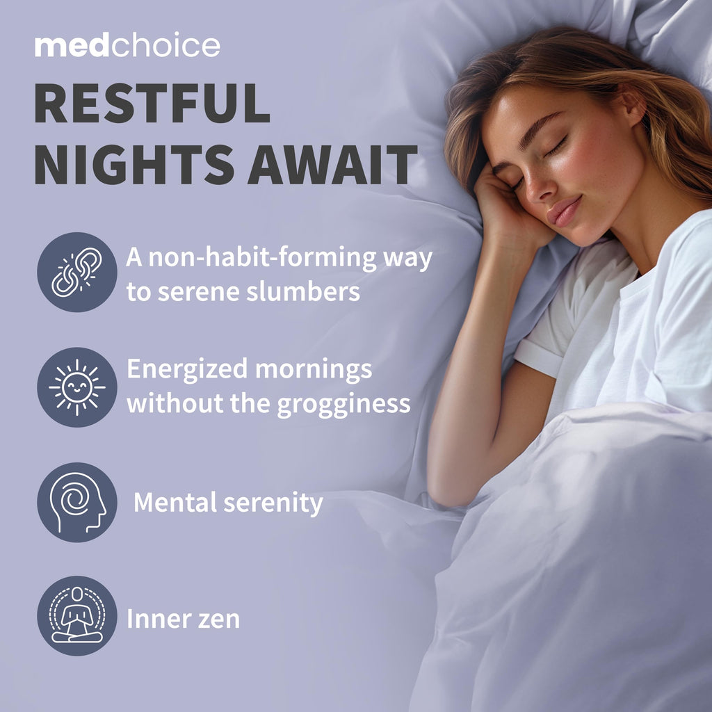 MEDCHOICE 12-in-1 Sleep Support Capsules – Melatonin-Free, Non-Habit Forming (Pack of 2, 180 capsules)
