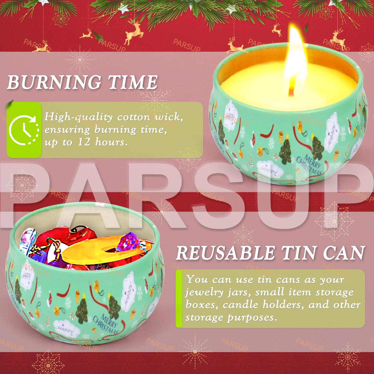 12 Pack Christmas Scented Candles – 2.5oz Jars, 12 Fragrances, 12-Hour Burn Time, Gift for Mom, Grandma, Teacher, Coworkers
