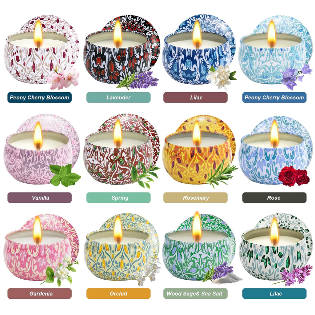 12 Pack Scented Candles Gift Set for Women | Natural Soy & Aromatherapy
