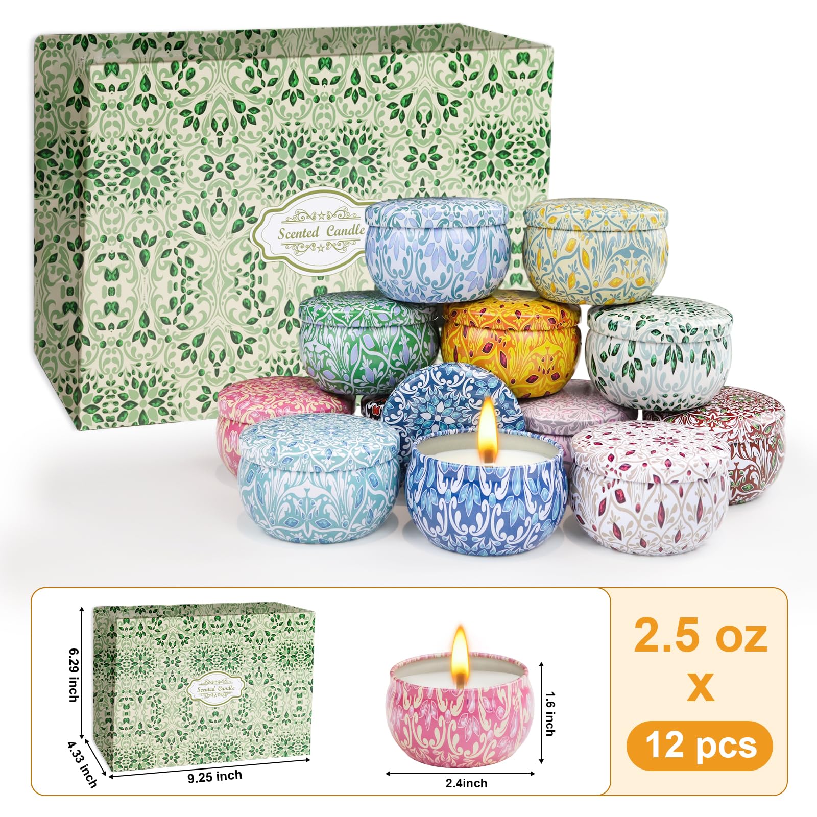 12 Pack Scented Candles Gift Set for Women | Natural Soy & Aromatherapy