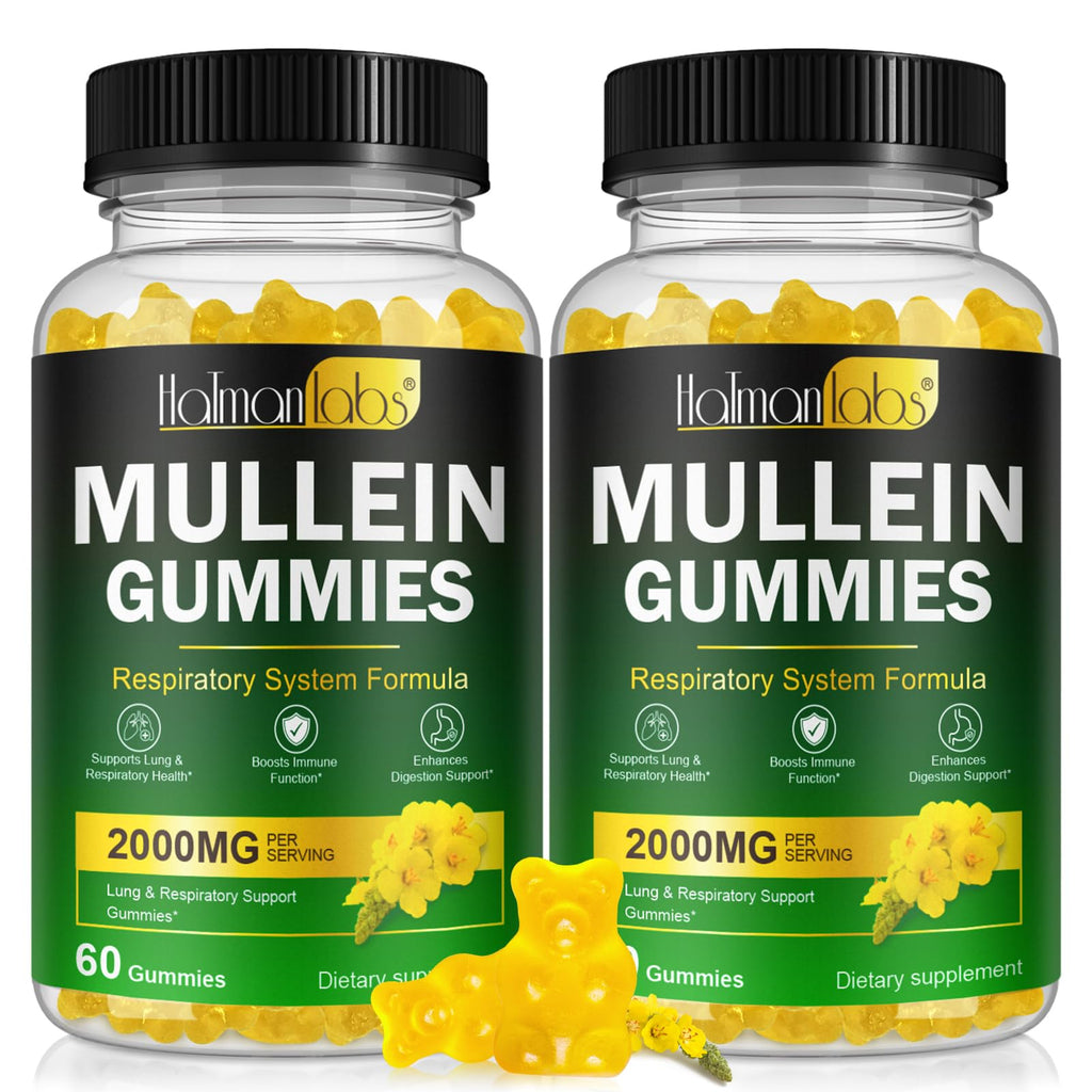 120 Count Mullein Gummies for Lungs – Pear Flavor, 2000 MG Mullein Leaf Extract