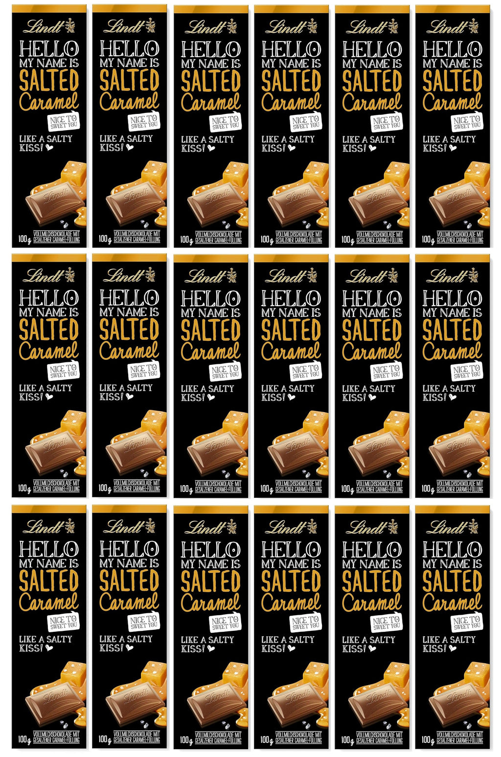 18 x Lindor Salted Caramel Bar - 100GM