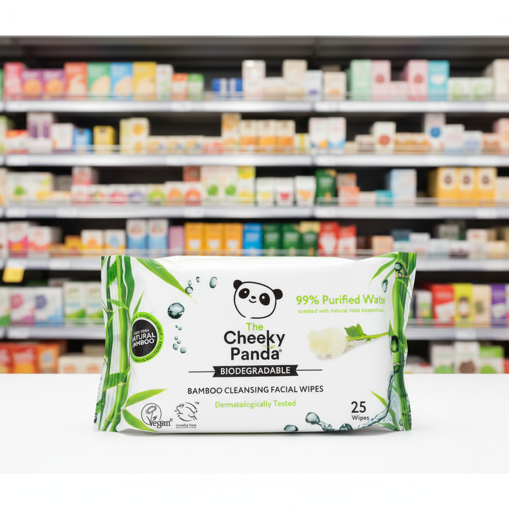 The Cheeky Panda Makeup wipes rose scented - 25pc