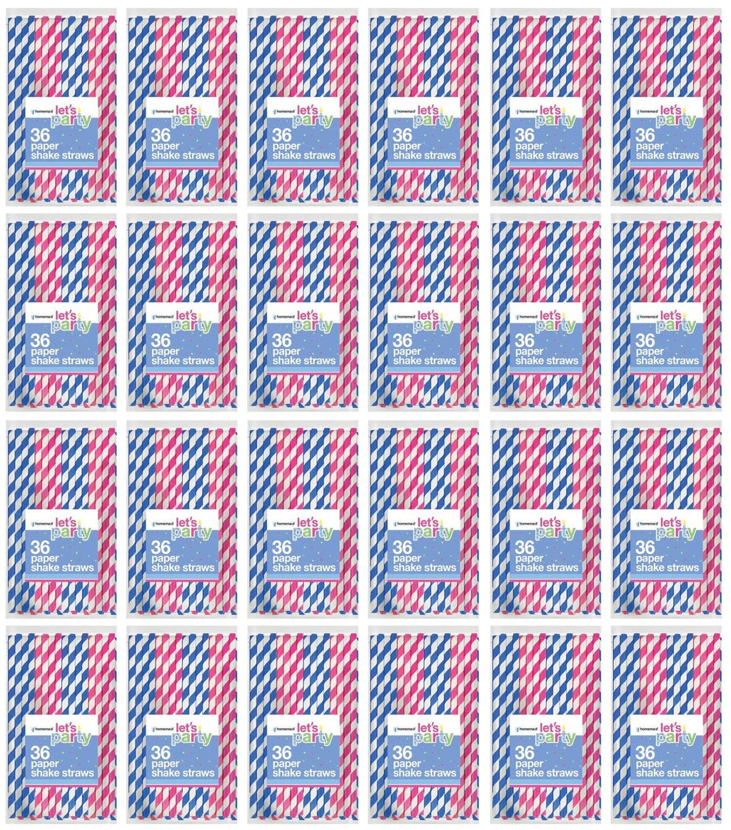 24 X Lets Party Striped Paper Straws 36 PACK