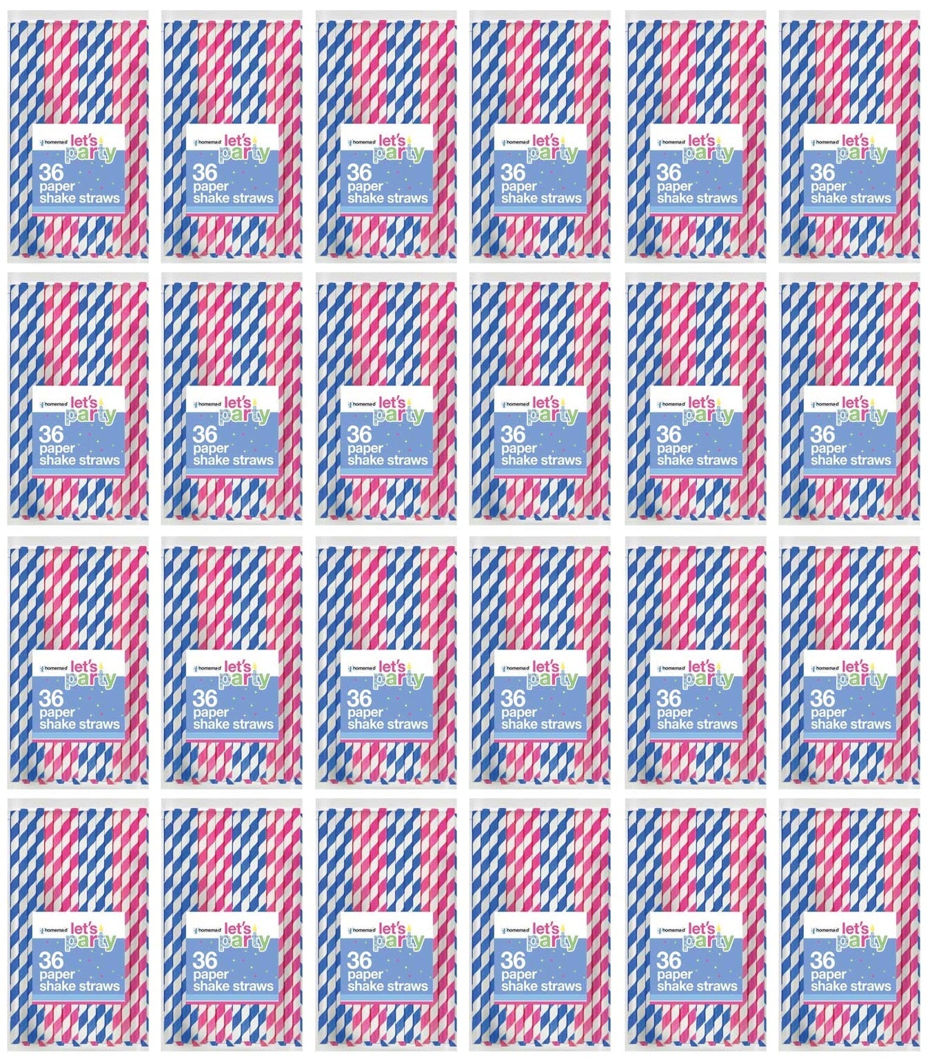 24 X Lets Party Striped Paper Straws 36 PACK