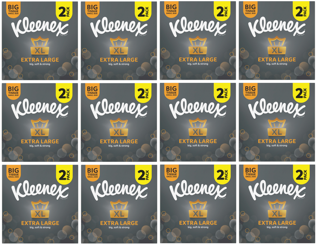12 X Kleenex Extra Large Tissues Compact 2 PACK