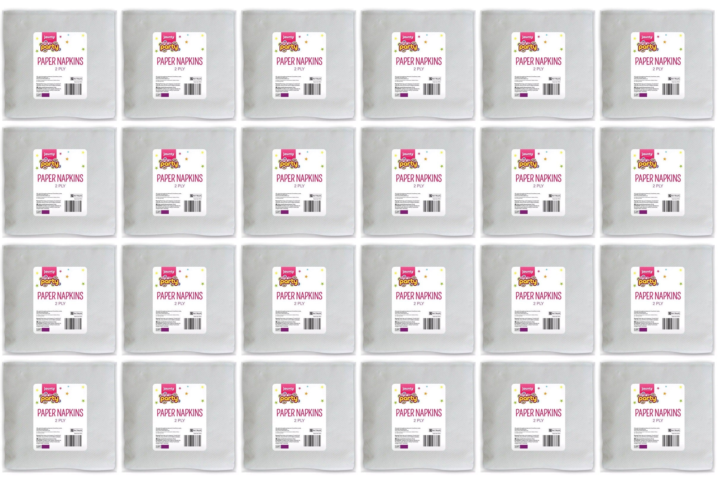 24 x Jaunty White Napkins In 2 Ply 30 Pack