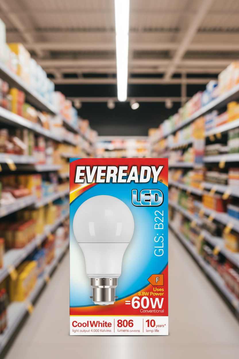 5 x Eveready Led Bulb Cool White Bc 8.2W - Single