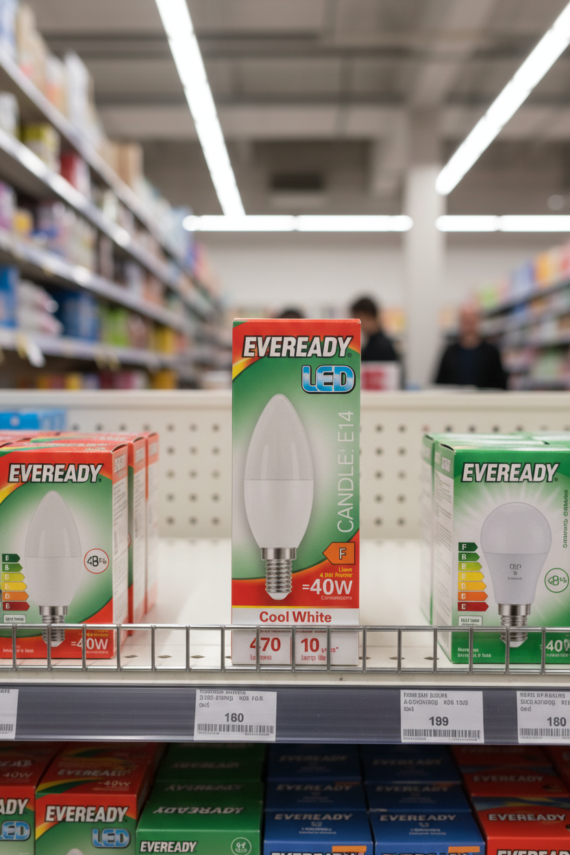 5 x Eveready Led Candle Bulb Cool White Ses 6W - Single