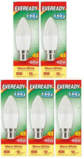 5 x Eveready Led Candle Bulb Warm White Bc 7.3W - Single
