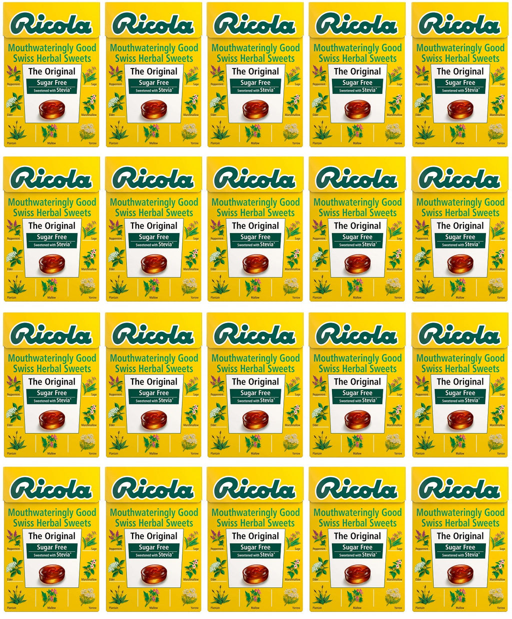 20 x Ricola Herb Sugar Free Box with STEVIA - 45g