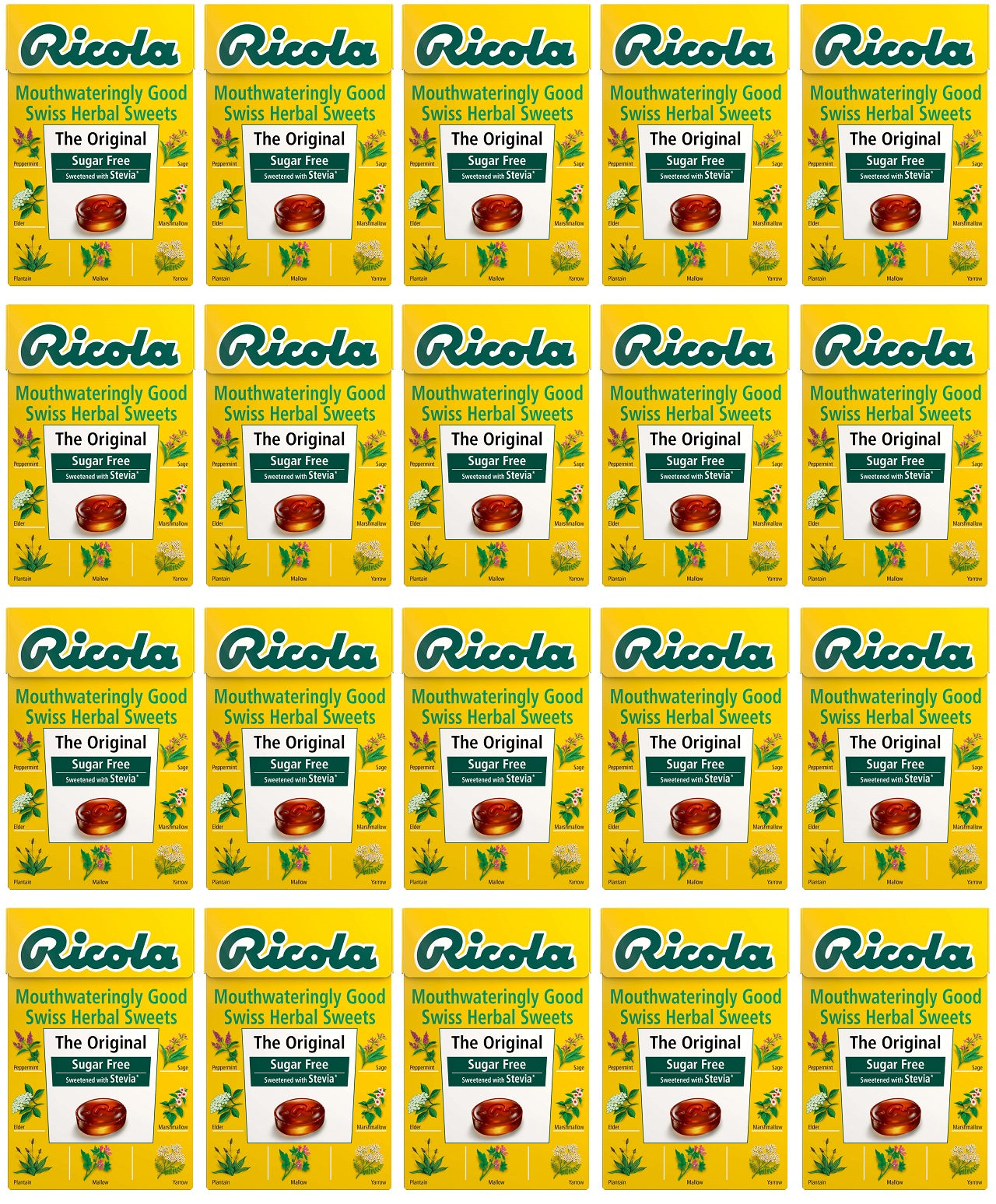 20 x Ricola Herb Sugar Free Box with STEVIA - 45g