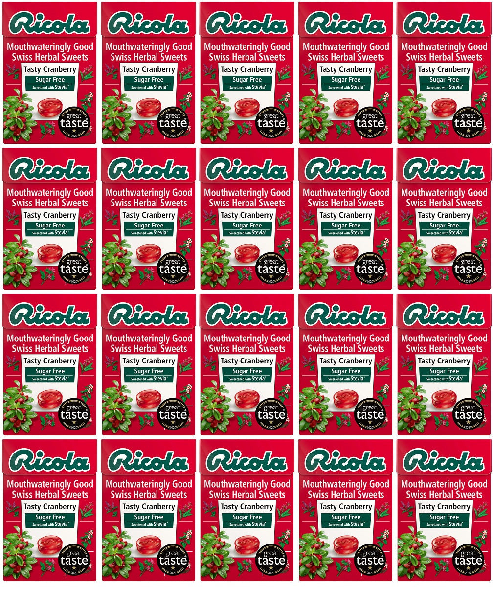 20 x Ricola Cranberry Sugar Free Box (Stevia) - 45g