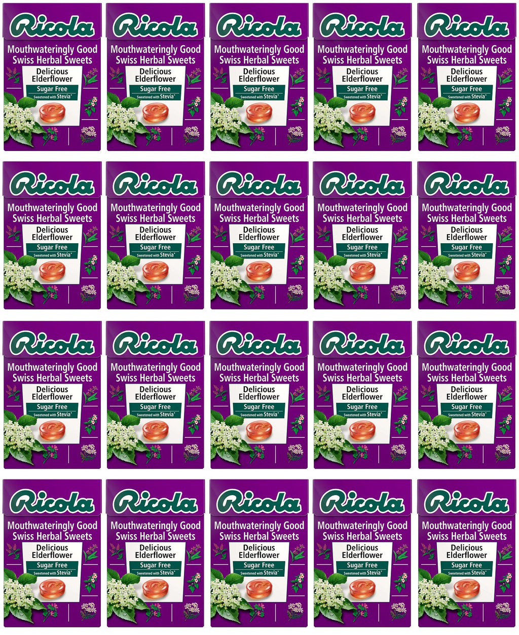 20 x Ricola Elderflower Sugar Free Box - 45g