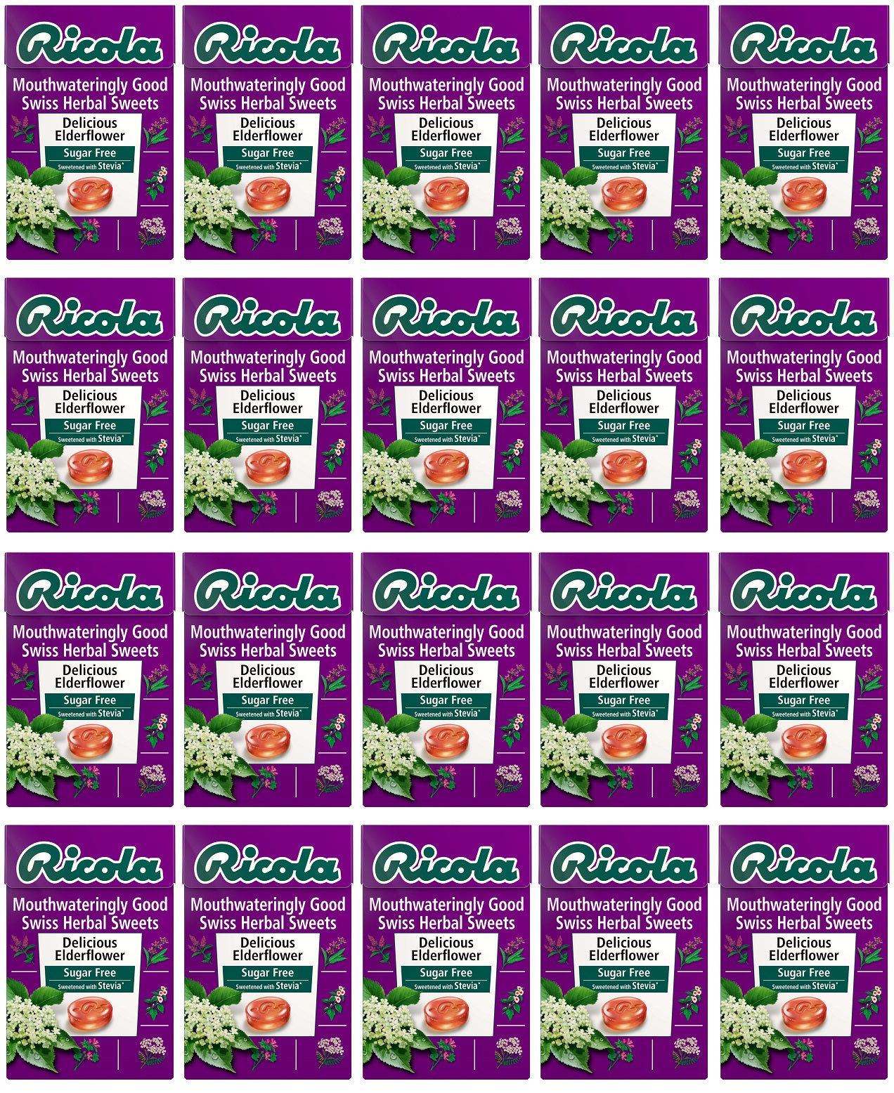 20 x Ricola Elderflower Sugar Free Box - 45g
