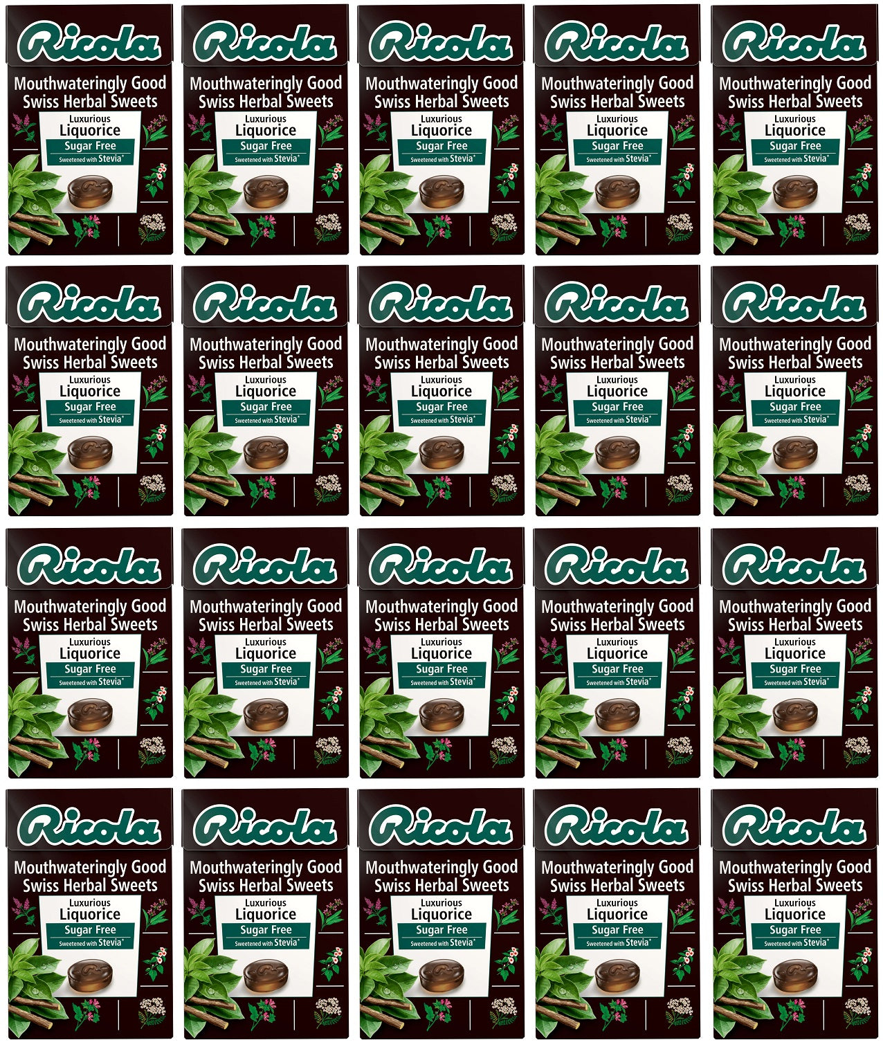 20 x Ricola Liquorice Sugar Free Box - 45g