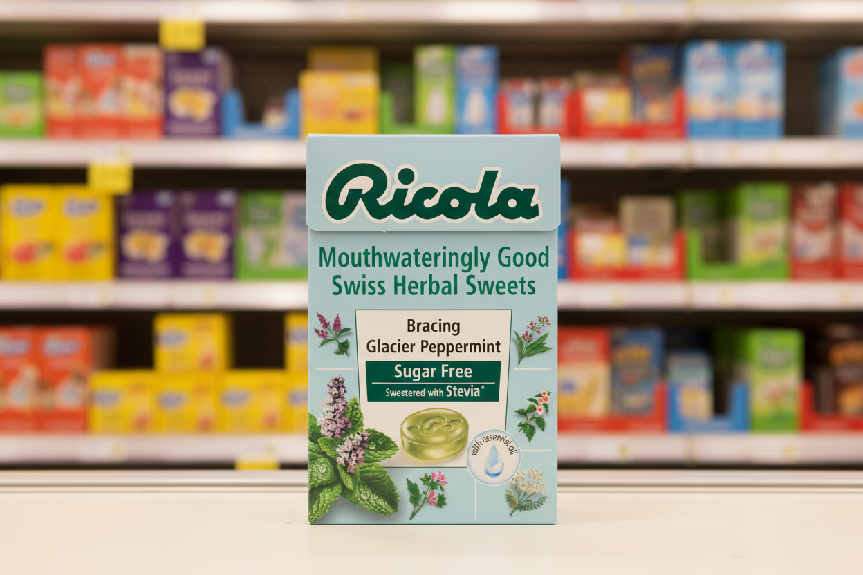 20 x Ricola Glacier Peppermint Sugar Free - 45g