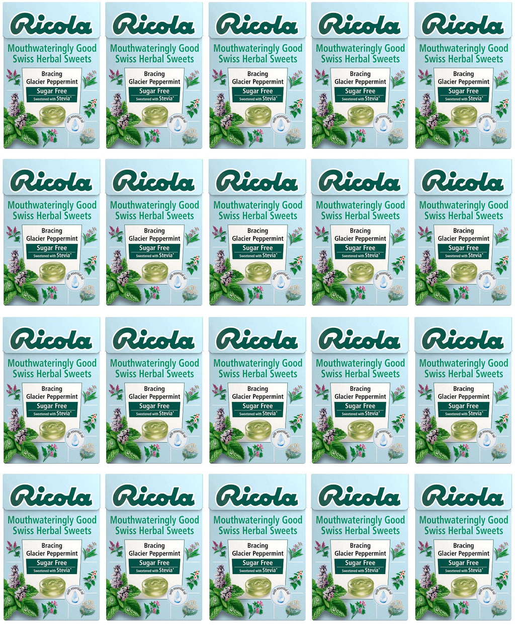 20 x Ricola Glacier Peppermint Sugar Free - 45g