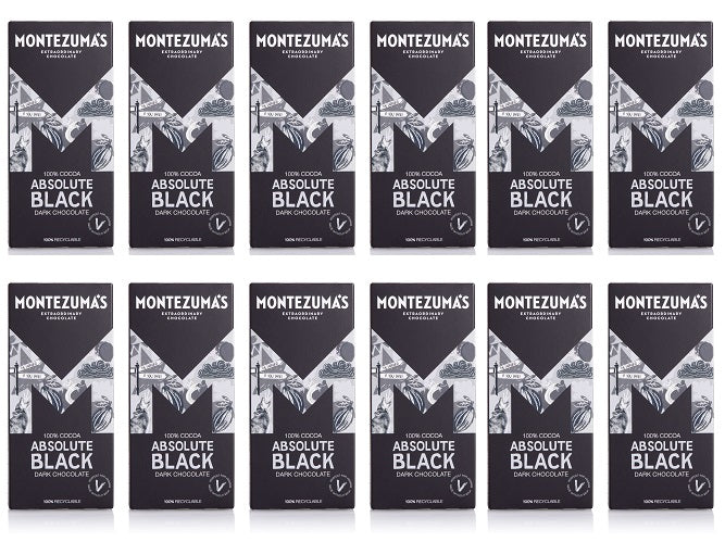12 x Montezuma Absolute  Black 100% Cocoa  - 90g