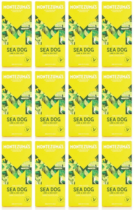 12 x Montezuma Sea Dog - Dark with Lime & Sea Salt - 90g