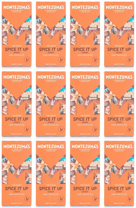 12 x Montezuma Spice It Up - Dark with Ginger - 90g