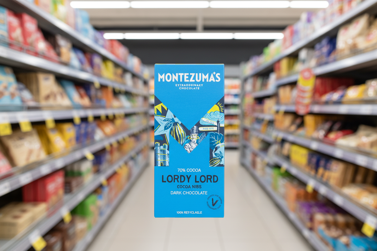12 x Montezuma Lordy Lord - Dark with Cocoa Nibs - 90g