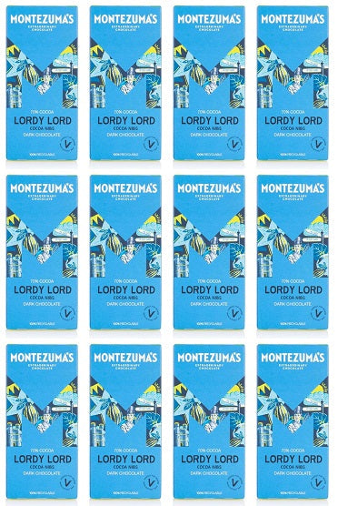 12 x Montezuma Lordy Lord - Dark with Cocoa Nibs - 90g