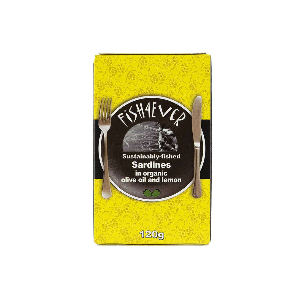 Fish4ever Whole sardines in org olive oil & lemon - 120g
