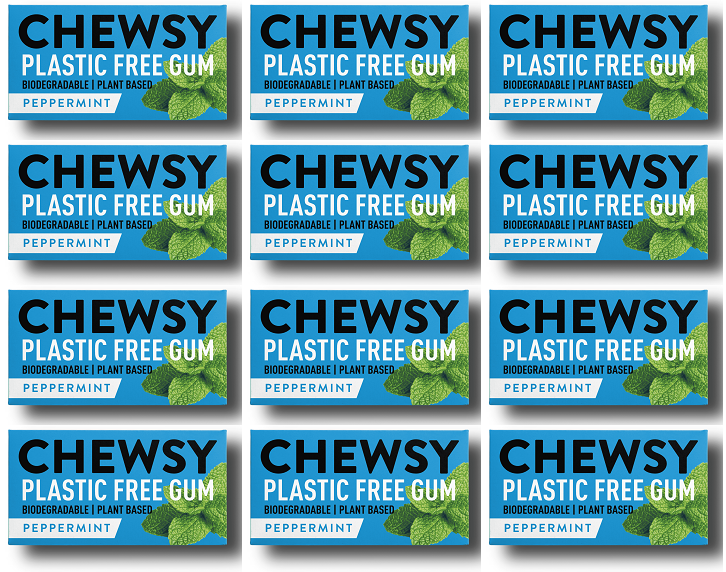 12 x Chewsy Peppermint Plastic Free Gum - 15g