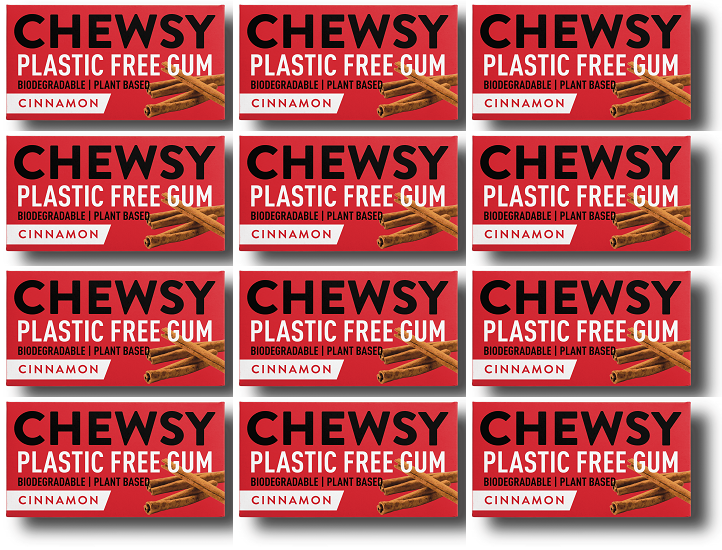 12 x Chewsy Cinnamon Plastic Free Gum - 15g