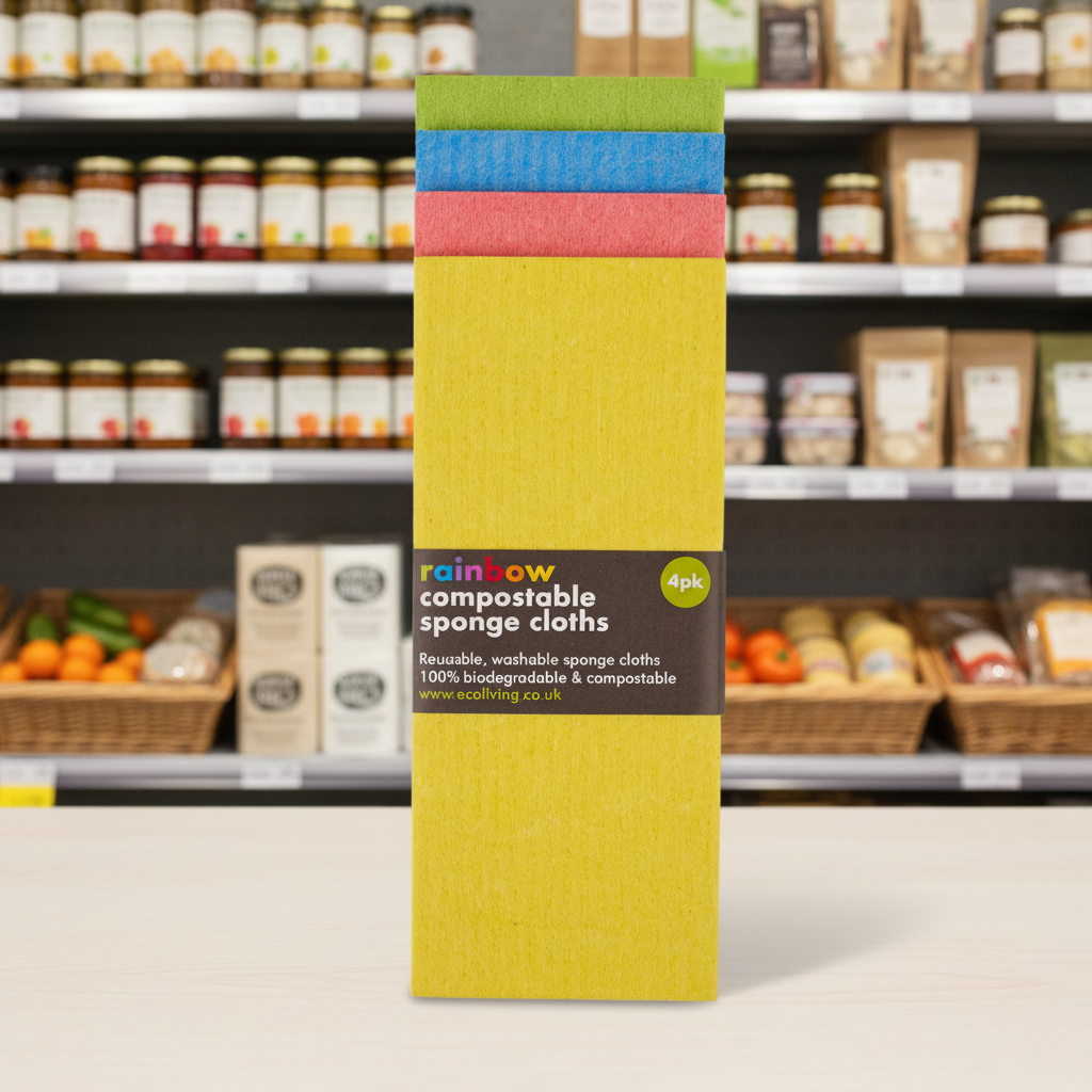 Ecoliving Compostable Cleaning Cloth Rainbow 4 Pack - 1pc