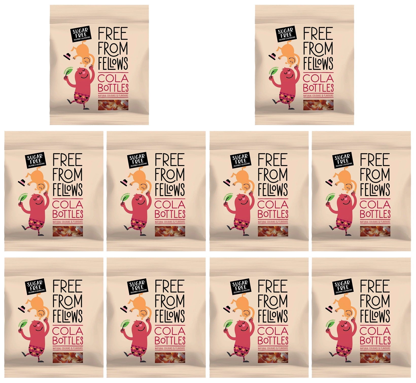 10 x Free From Fellows Cola Bottles - 100g