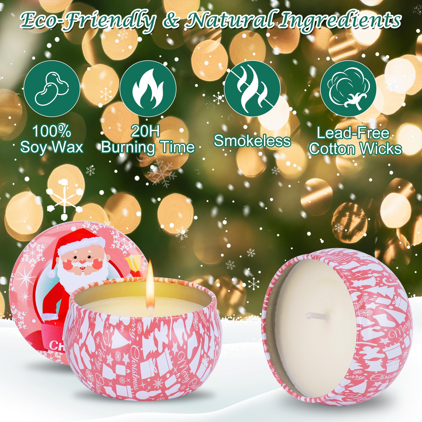 12PCS Christmas Scented Candles Gift Set for Women - Aromatherapy Soy Wax Candles (2.5oz Jars)
