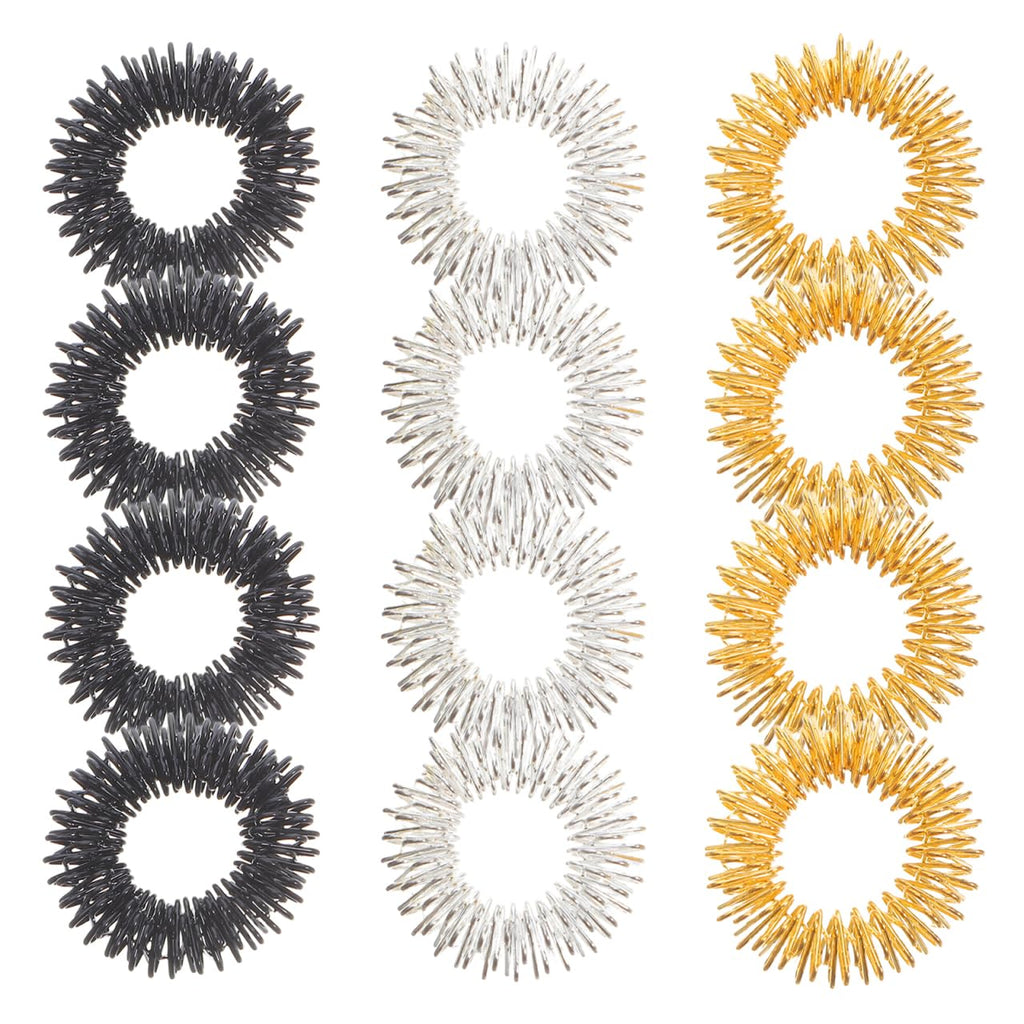 12pcs Spiky Sensory Finger Massage Massager – Golden, Silver & Black