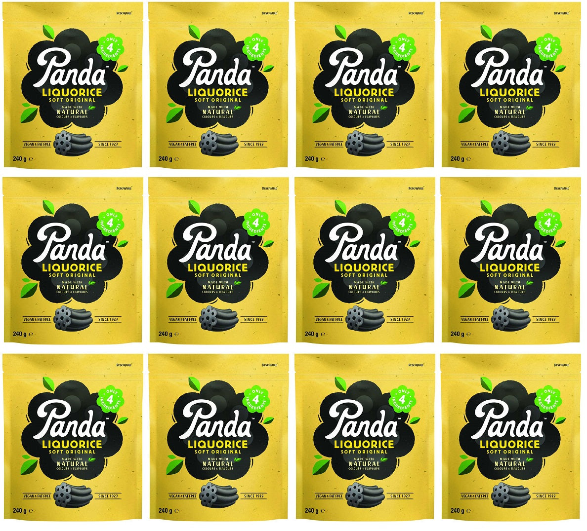 12 x Panda  Natural Liquorice Cuts - 240g