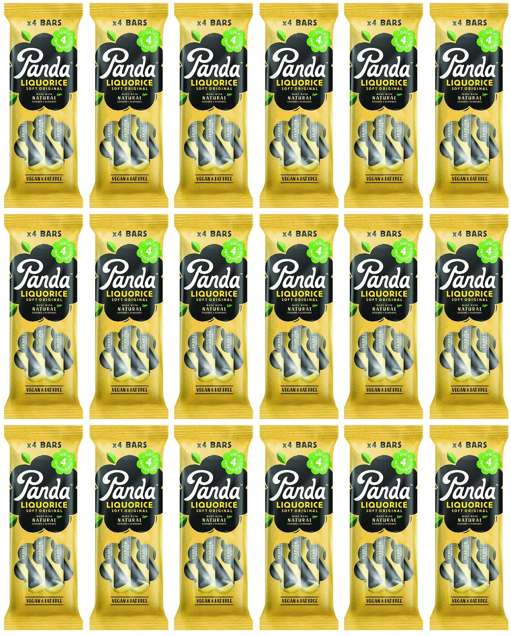18 x Panda  Natural Liquorice Bar 4pk - 128g