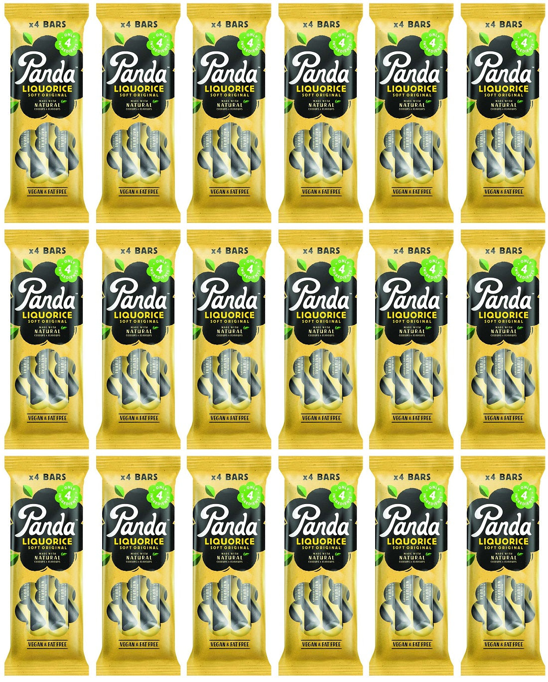 18 x Panda  Natural Liquorice Bar 4pk - 128g