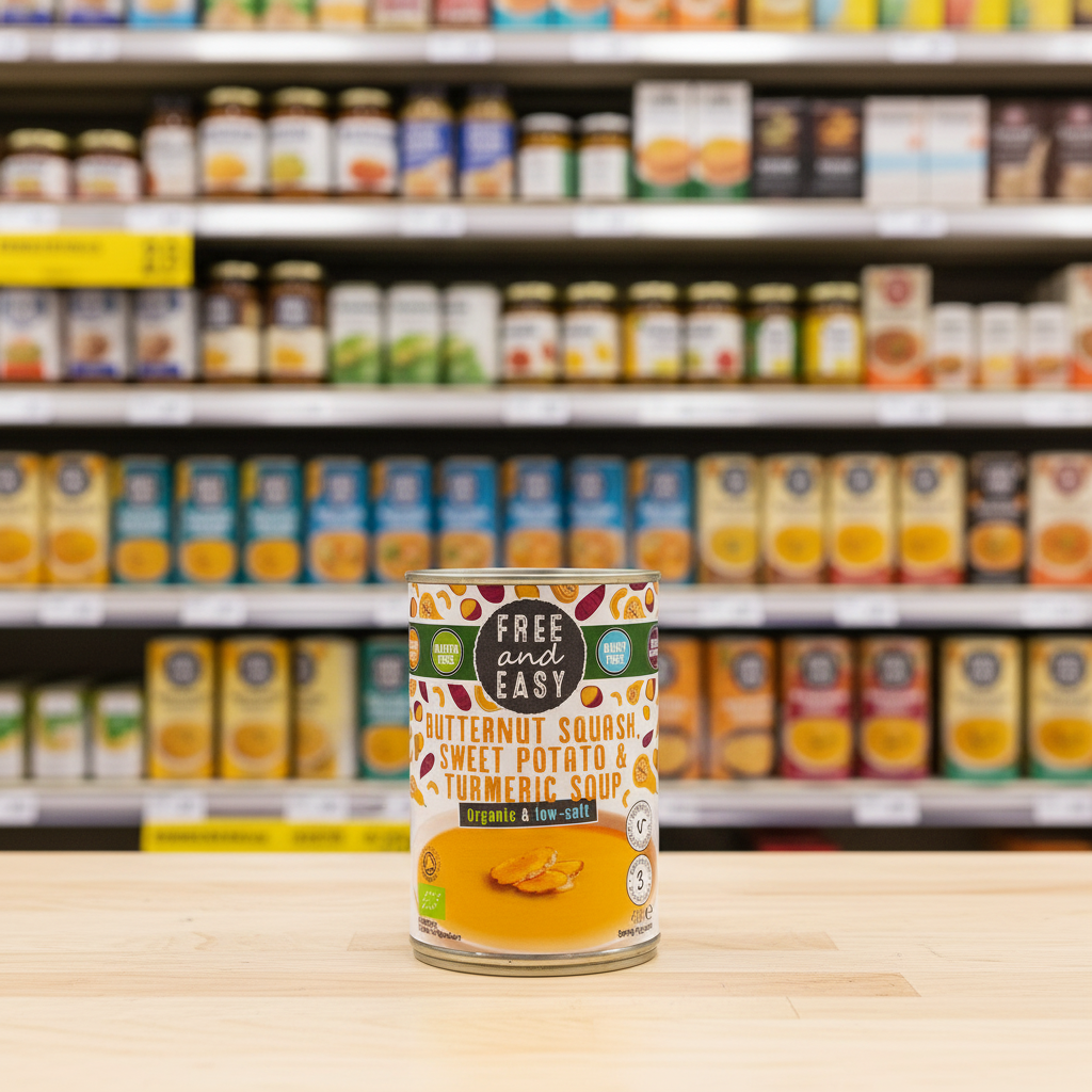 Free & Easy Org B/nut Squash Potato Turmeric Soup - 400g