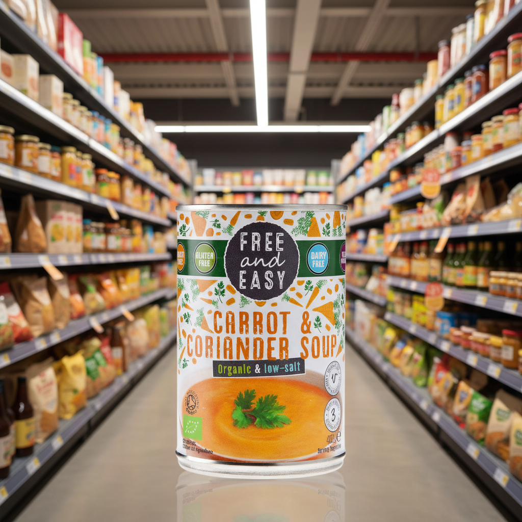 Free & Easy Org Low Salt Carrot & Coriander Soup - 400g
