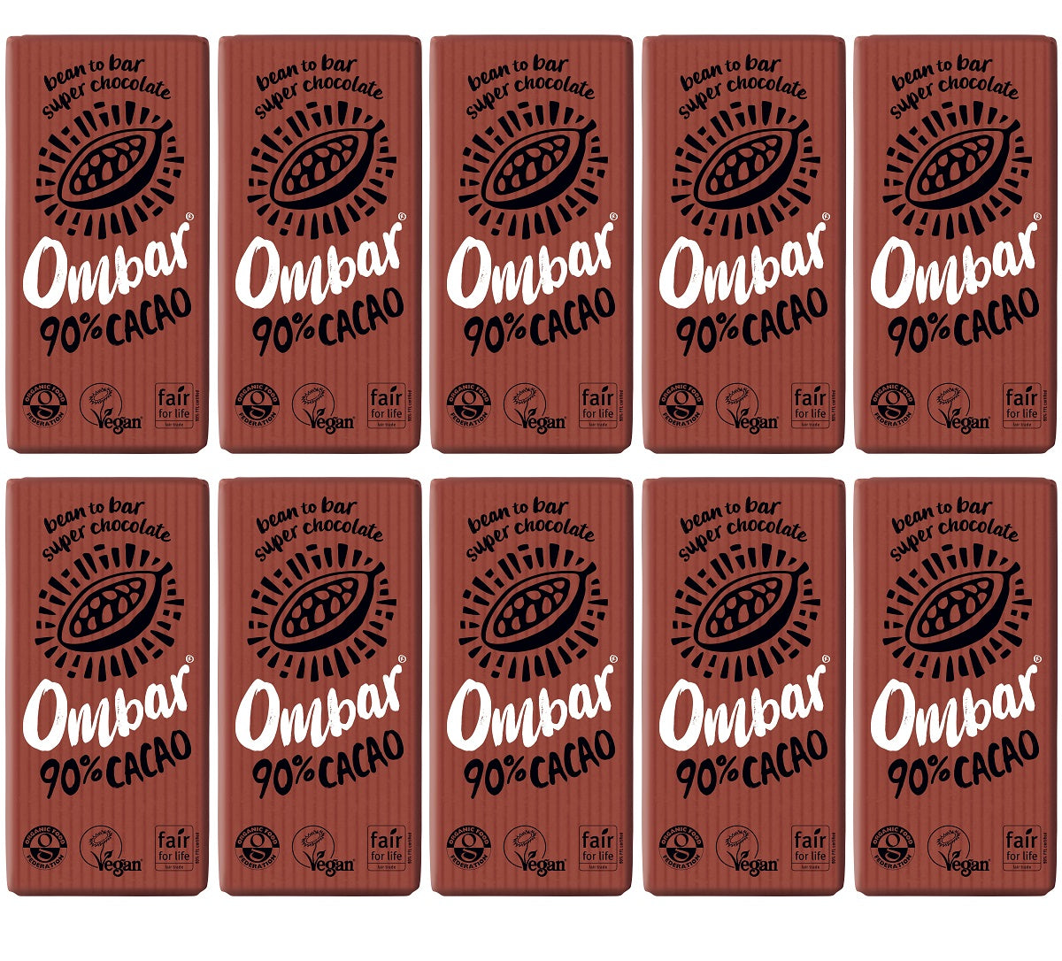 10 x Ombar 90% Cacao - 35g
