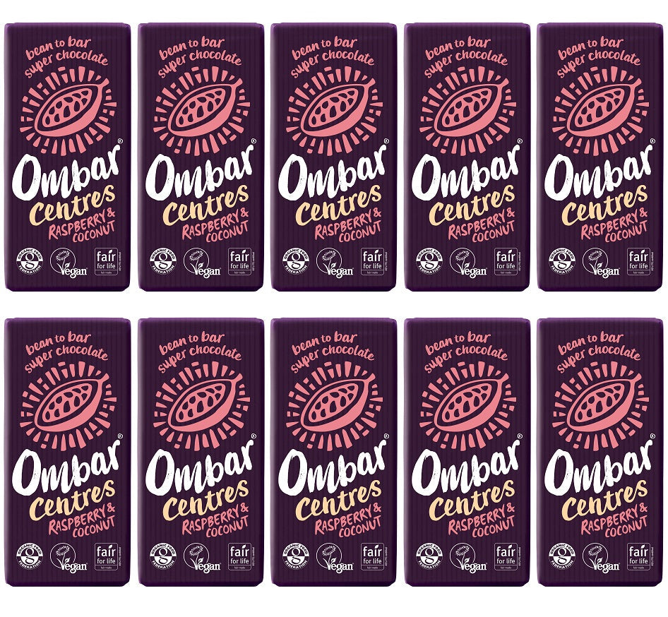 10 x Ombar Centres Raspberry & Coconut - 70g