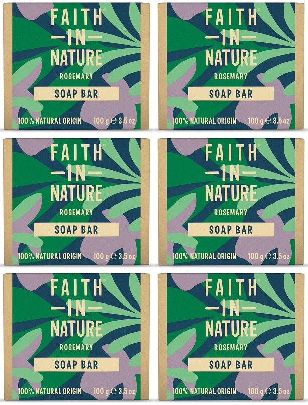 6 x Faith In Nature Rosemary Soap Bar - 100g