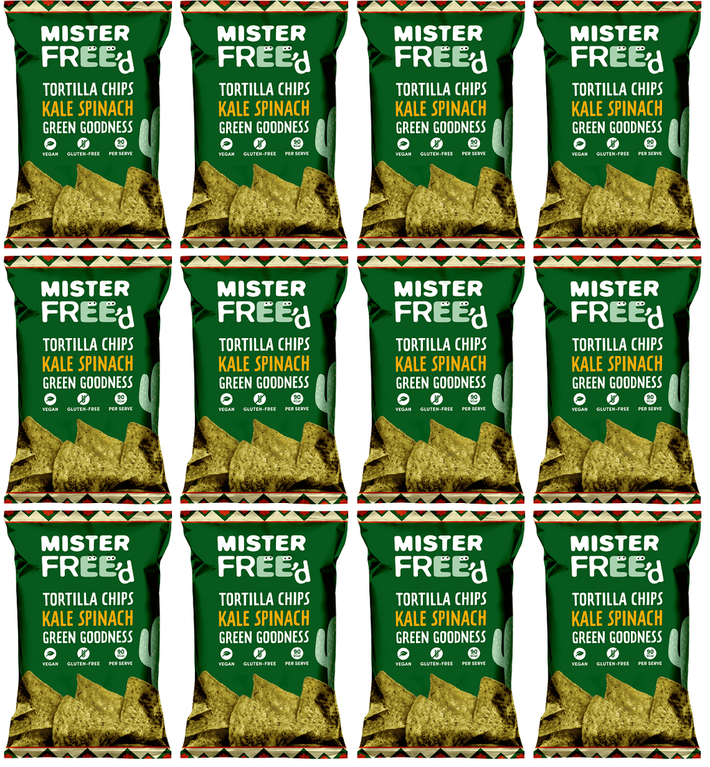 12 x Mister Free'd Tortilla Chips with Kale & Spinach - 135g