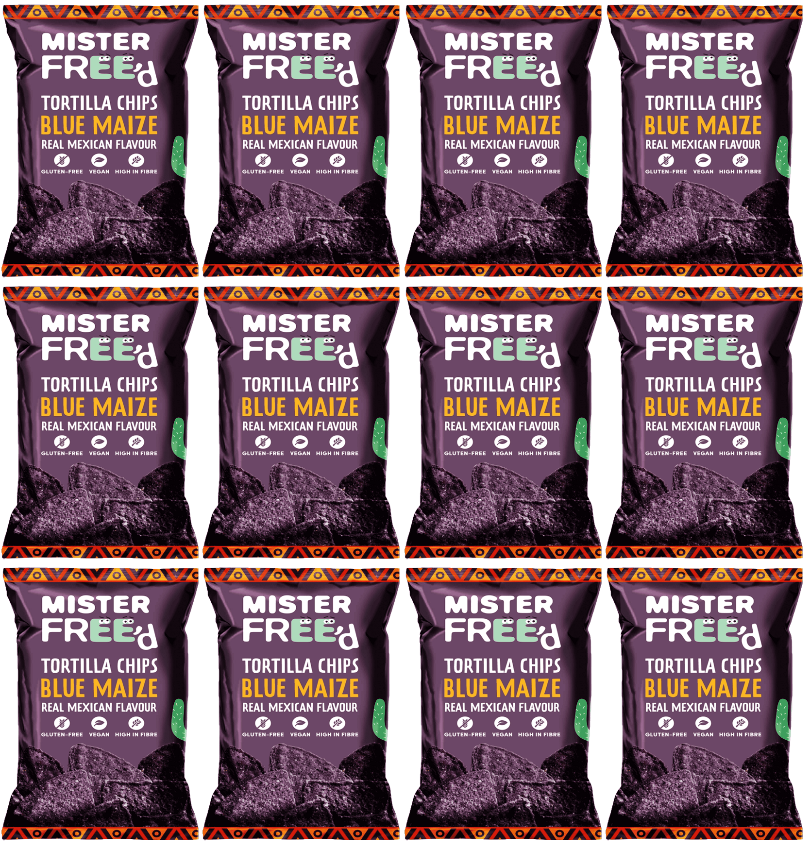 12 x Mister Free'd Tortilla Chips with Blue Maize - 135g