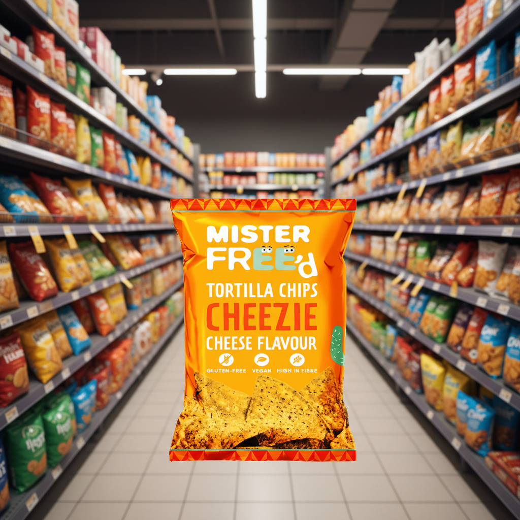 12 x Mister Free'd Tortilla Chips with Vegan Cheese - 135g