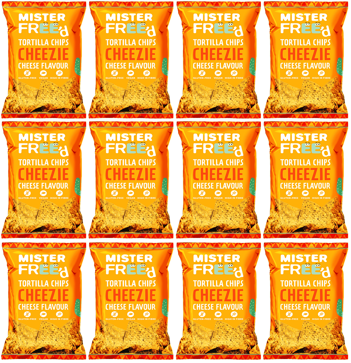 12 x Mister Free'd Tortilla Chips with Vegan Cheese - 135g
