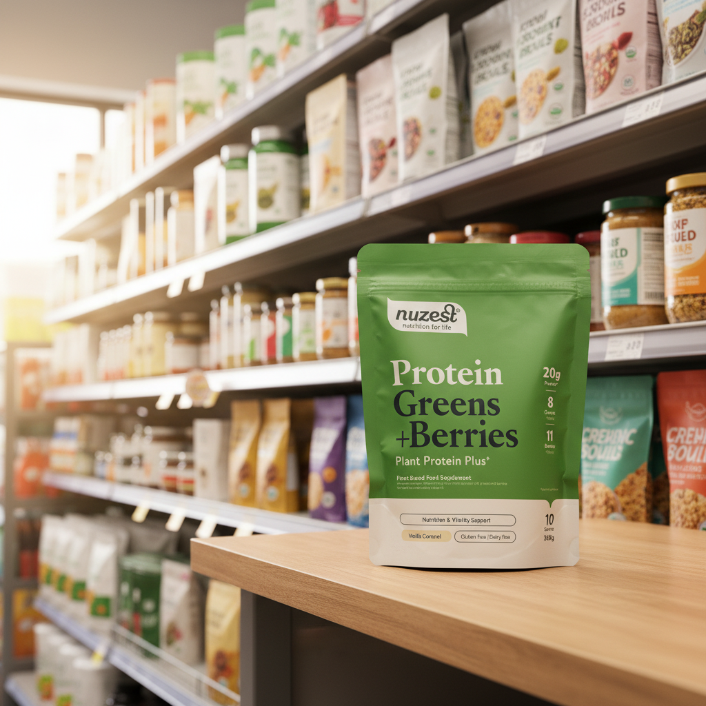 Nuzest Protein Plus Greens Berries Vanilla Caramel - 300g