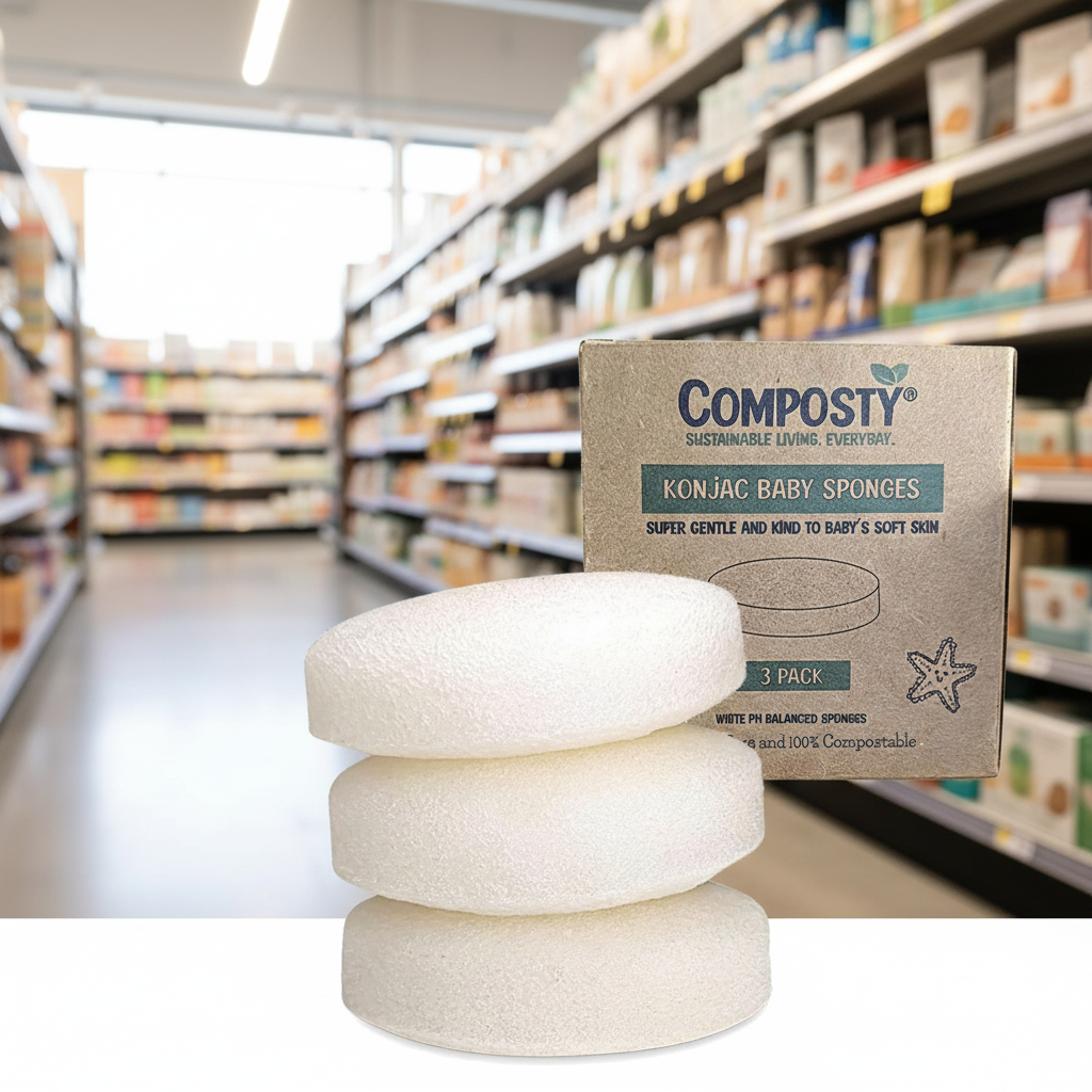 Composty Konjac Baby/Infant Bath Sponges - 3pc